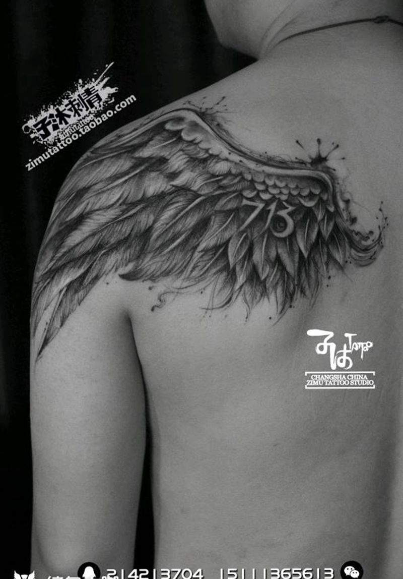 泼墨翅膀 耗时4.1纹身图片