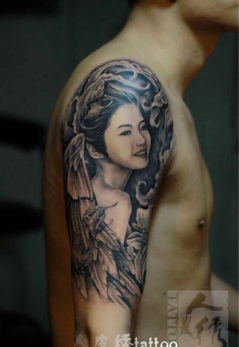 肖像纹身图片_手臂手部欧美写实肖像人物原创纹身图案