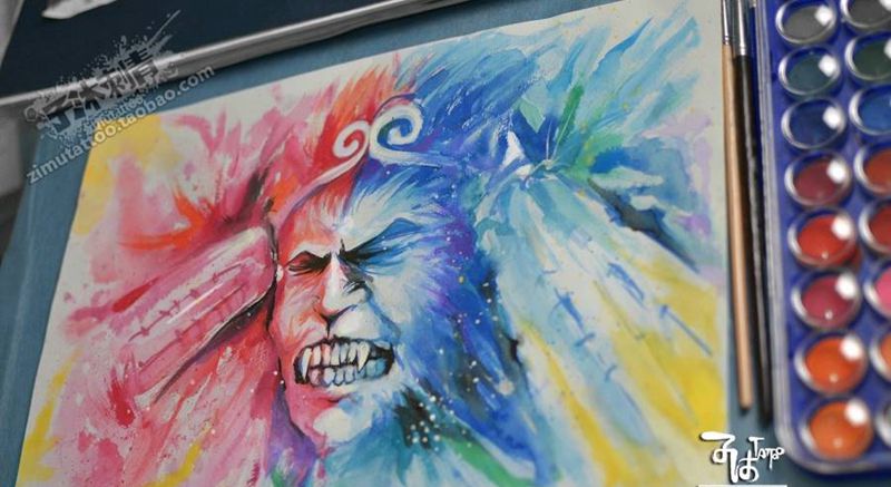 好久没画过水彩了  最绚烂的颜纹身图片