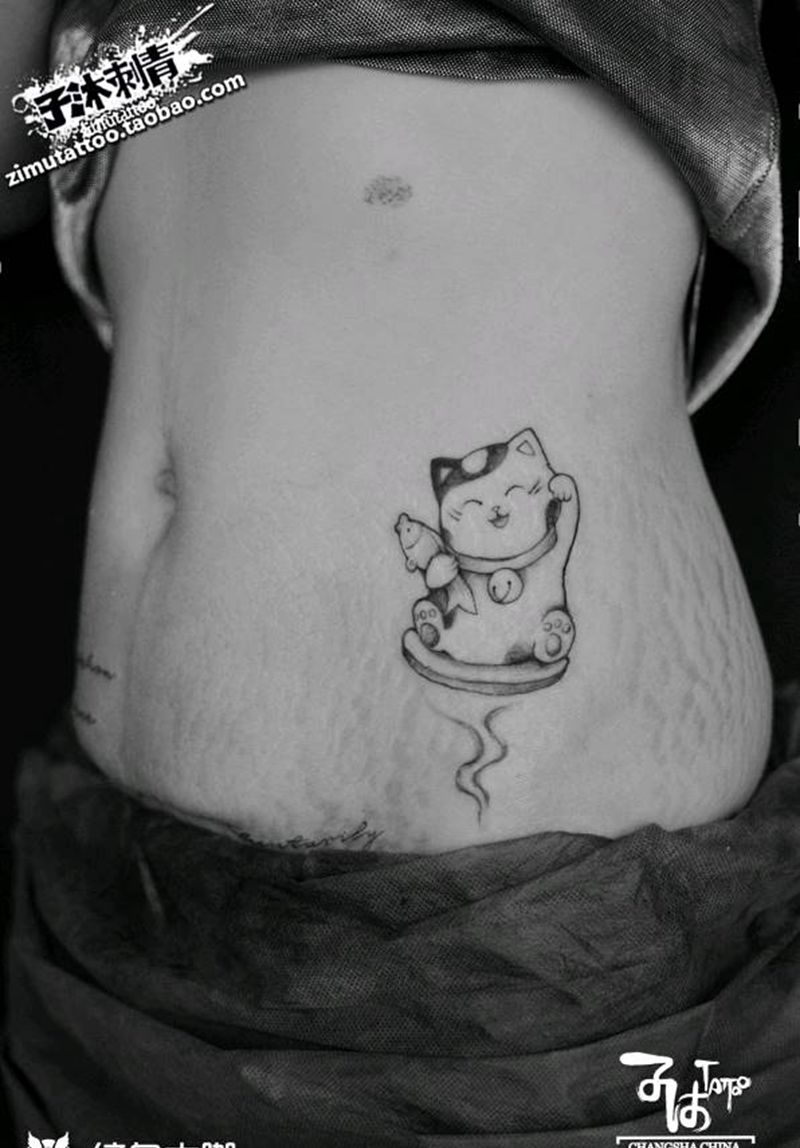 招财猫纹身图片