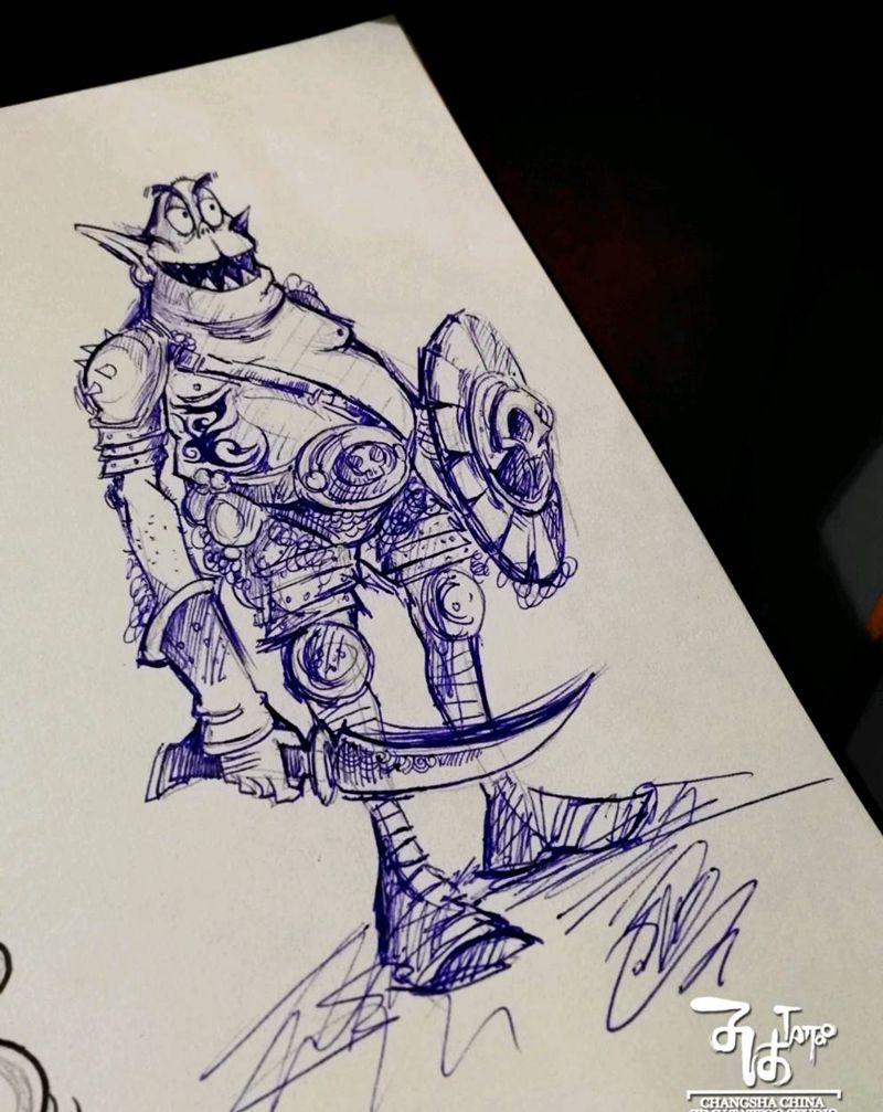 圆珠笔画纹身图片