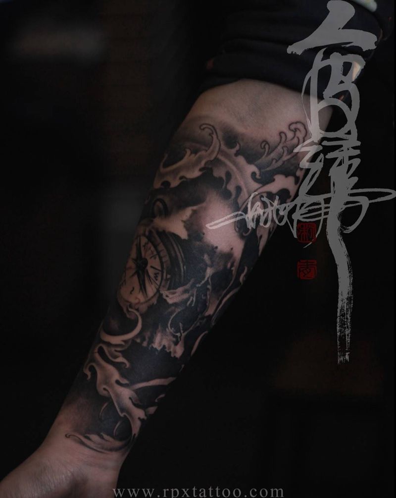 巴洛克骷髅包小臂纹身图片_成品手部手臂欧美写实原创纹身图案