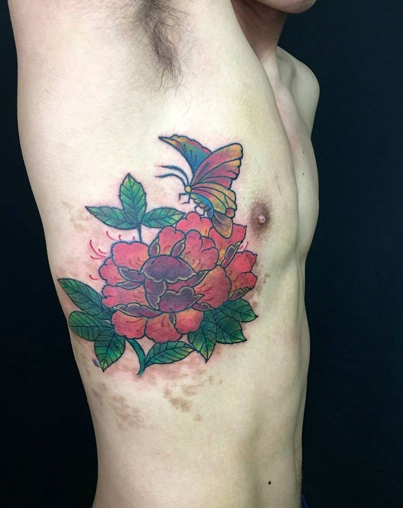 修复一朵假牡丹纹身图片