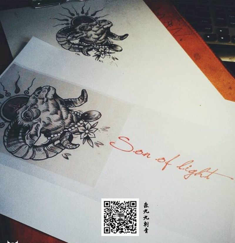 私人订制 客人属羊 性格倔强纹身图片