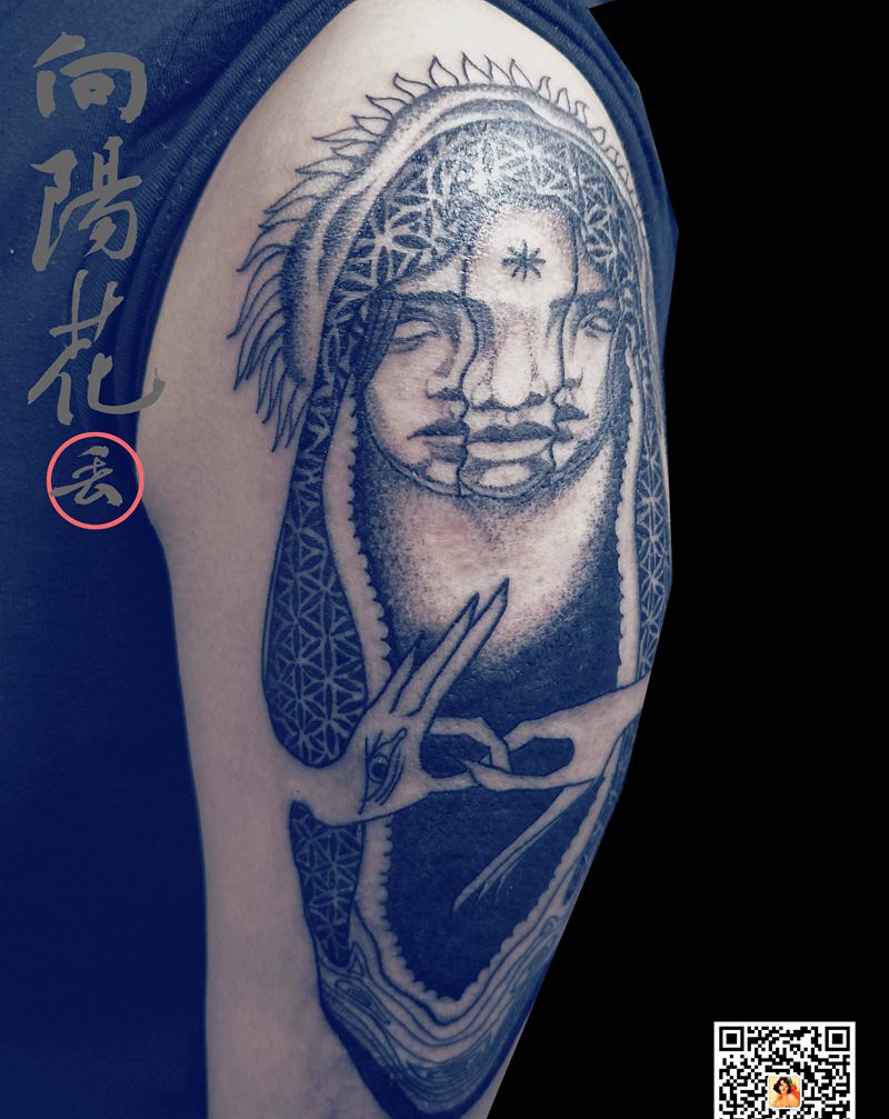 霍乱纹身图片_手臂点刺纹身图案