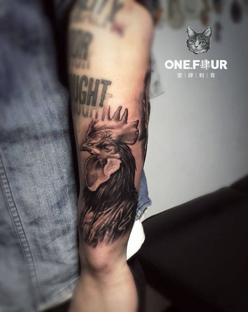 大公鸡纹身图片