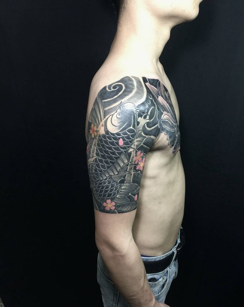 老传统半甲纹身图片