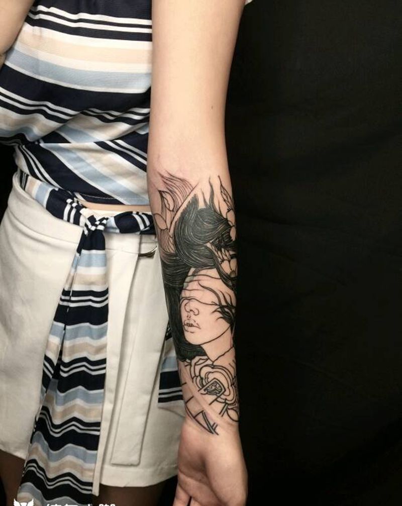 覆盖旧纹身，未完成纹身图片