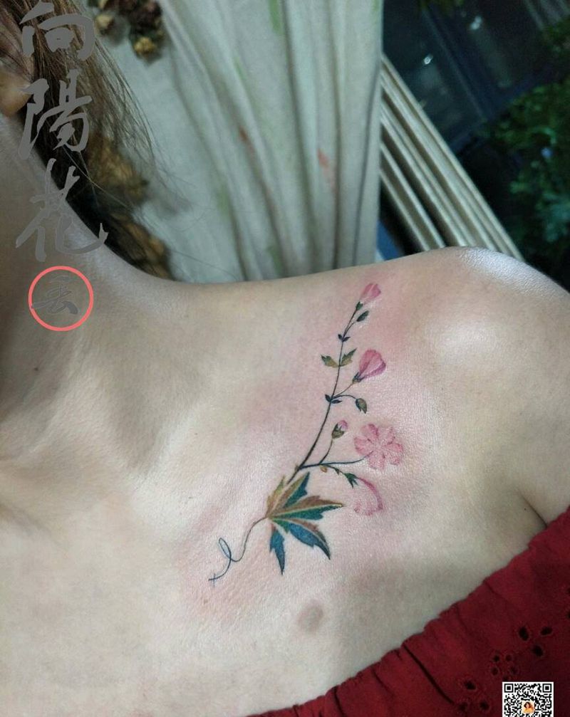 小花藤纹身图片_肩部图腾花藤纹身图案