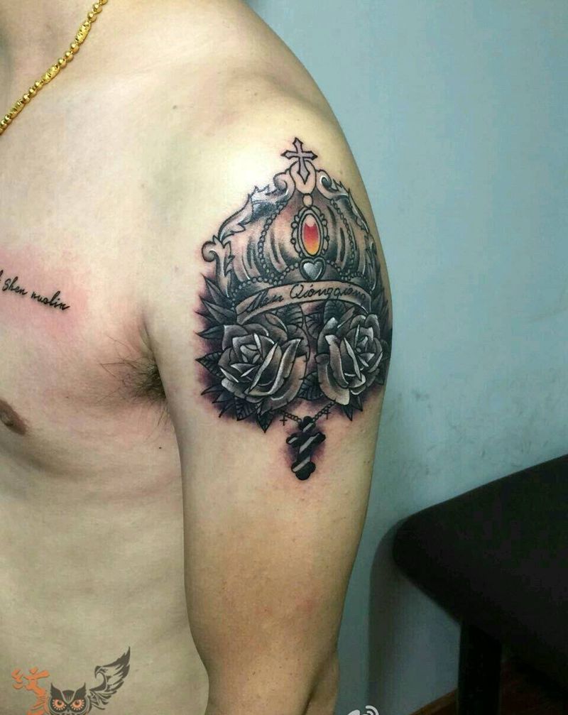 皇冠玫瑰纹身图片