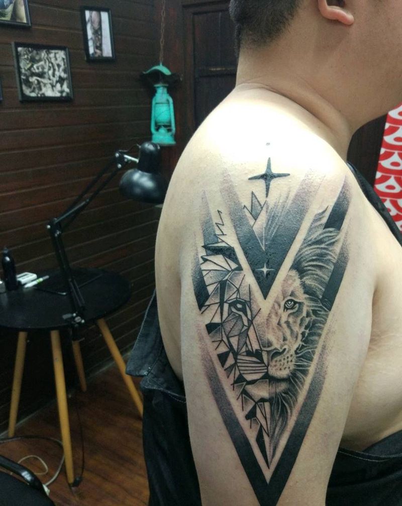 狮子纹身图片_手臂纹身图案