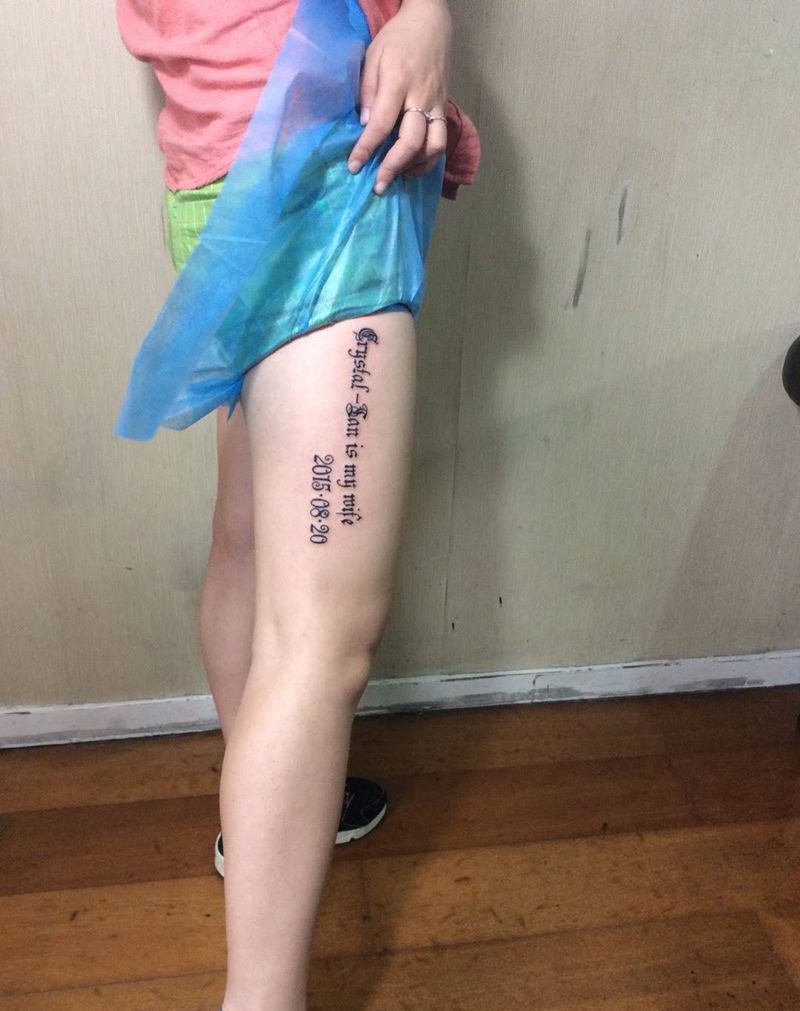 一个腿纹身图片