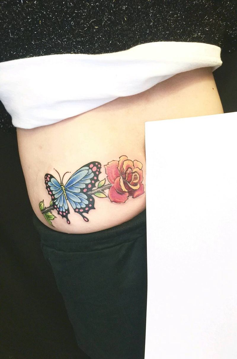 覆盖一串疤痕纹身图片