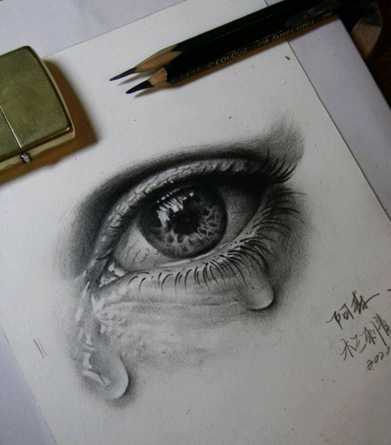 眼泪汪汪掉下来纹身图片_欧美写实纹身图案