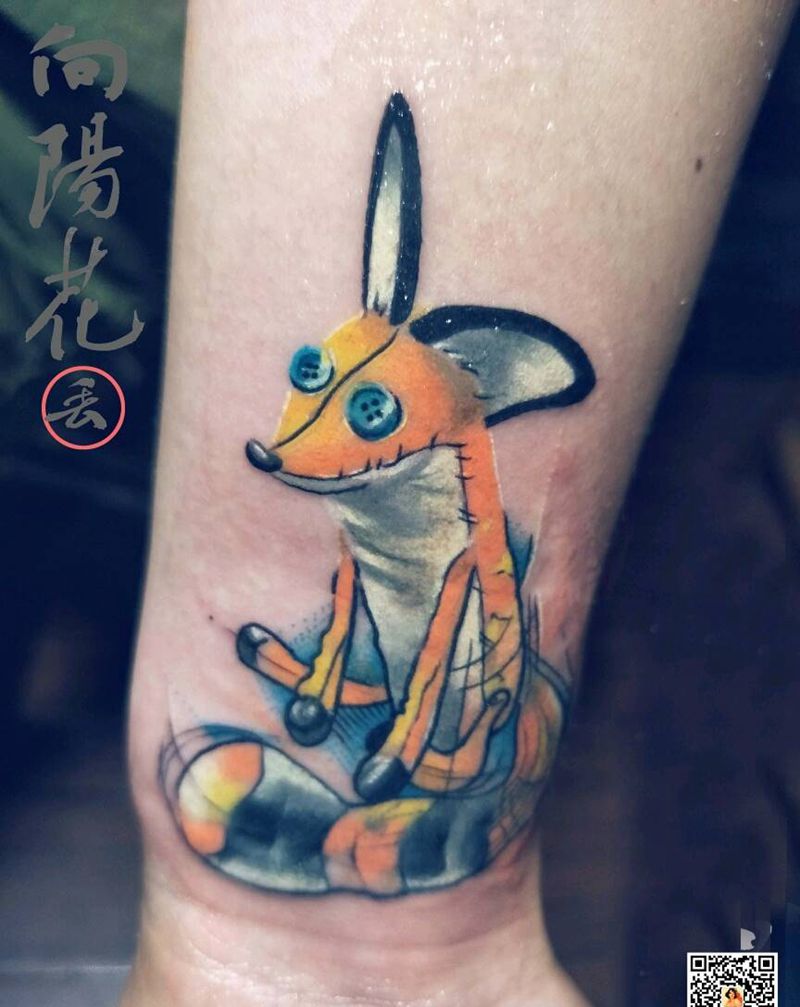 狐狸纹身图片_手部狐狸覆盖纹身图案