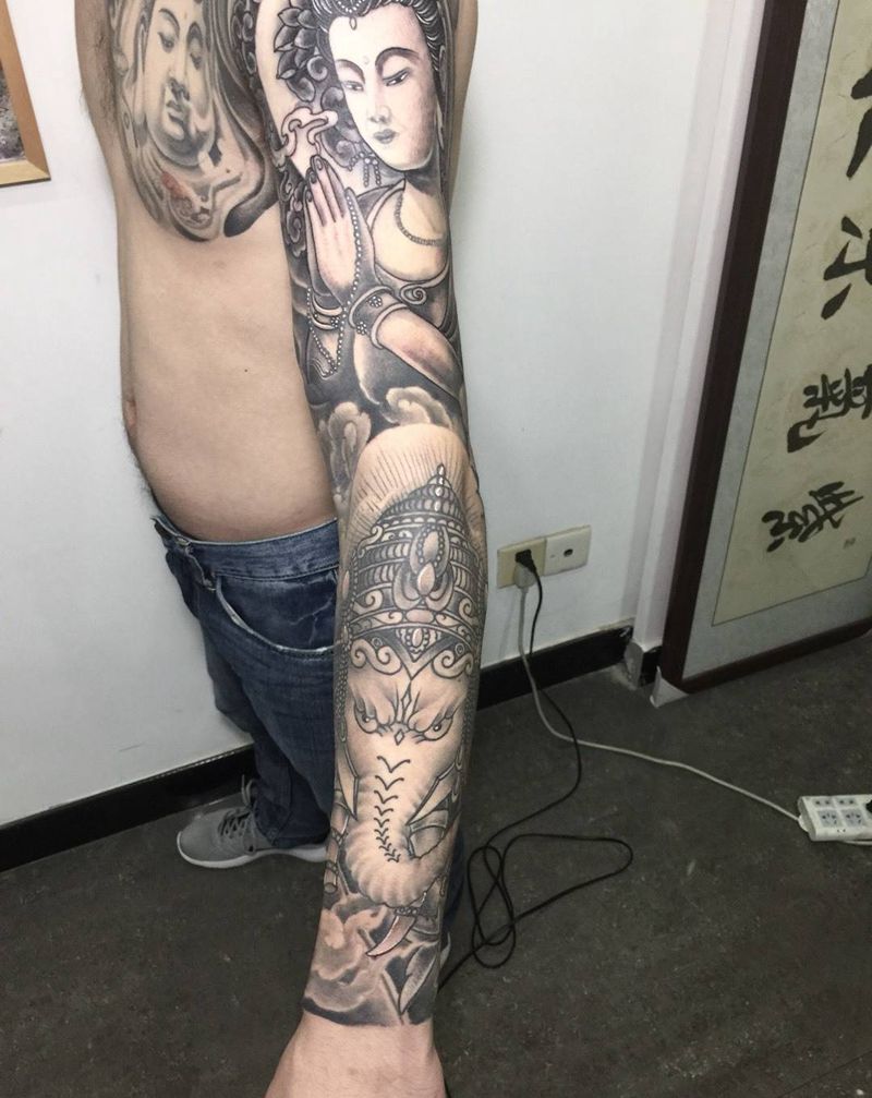 胸口大臂不是我做的，修了纹身图片