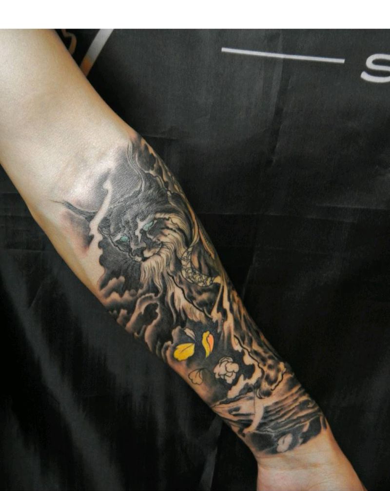 遮盖疤痕 猞猁般若未完纹身图片