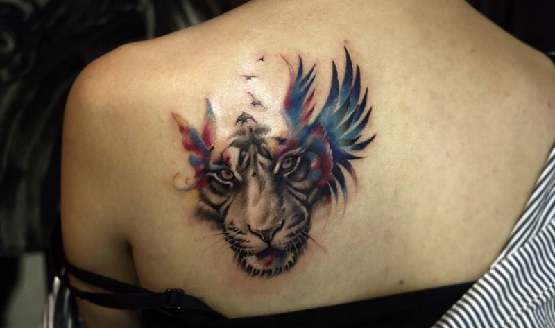 喵纹身图片_欧美动物纹身图案