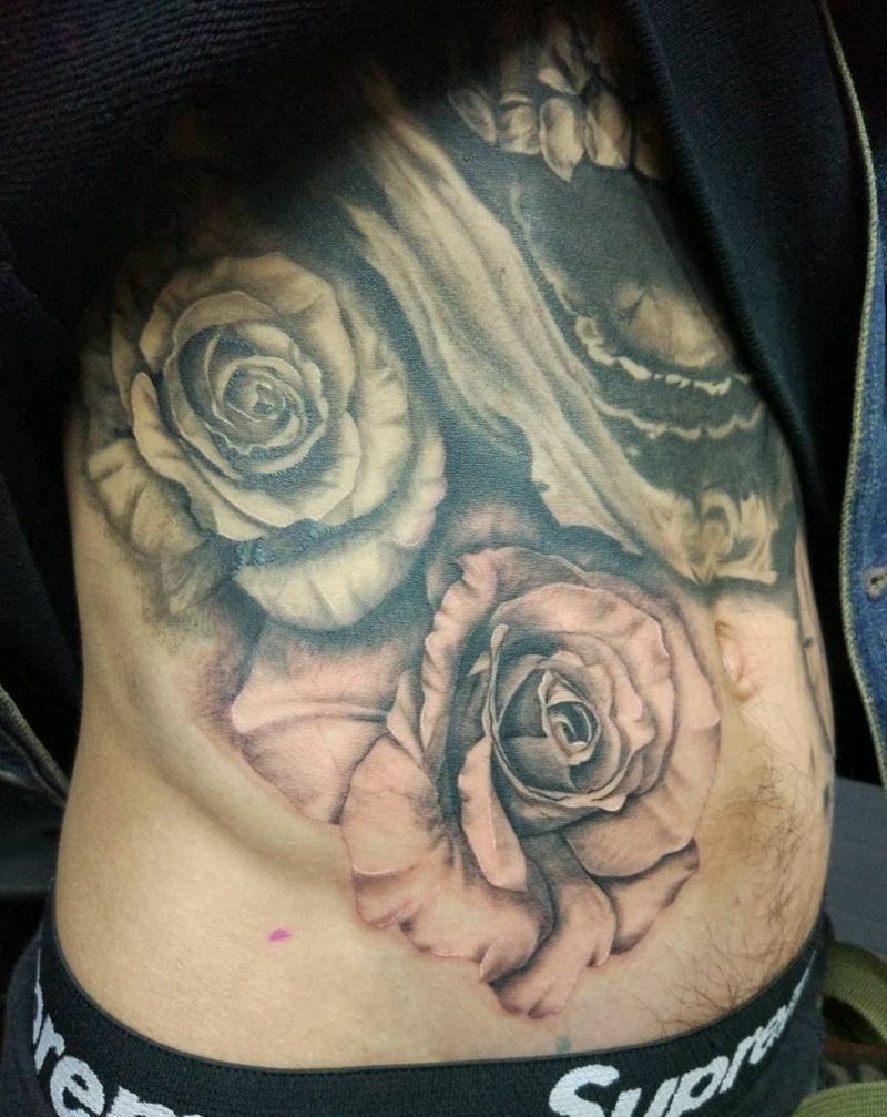 写实玫瑰纹身图片