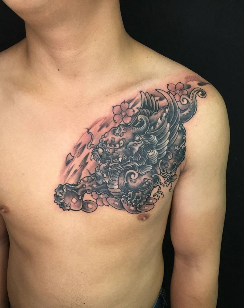 半甲完成一半了纹身图片