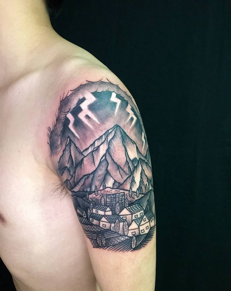 打雷了，下雨了，收衣服了纹身图片