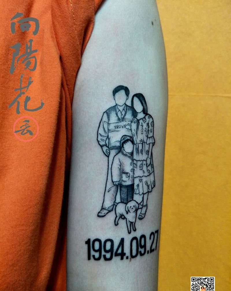 全家福纹身图片_手臂几何人物纹身图案