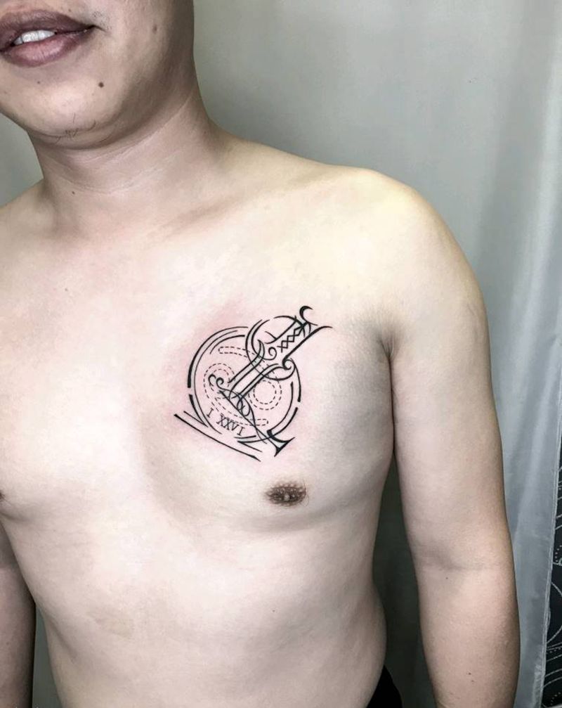 大号字母纹身图片_胸部图腾纹身图案