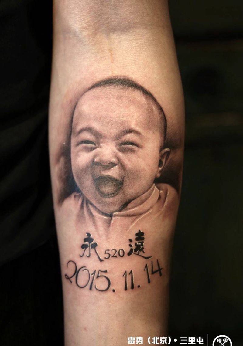 孩子纹身图片_肖像人物纹身图案