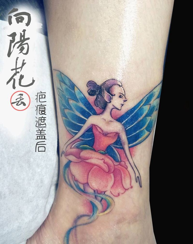 花仙子纹身图片_脚部花仙子原创设计纹身图案