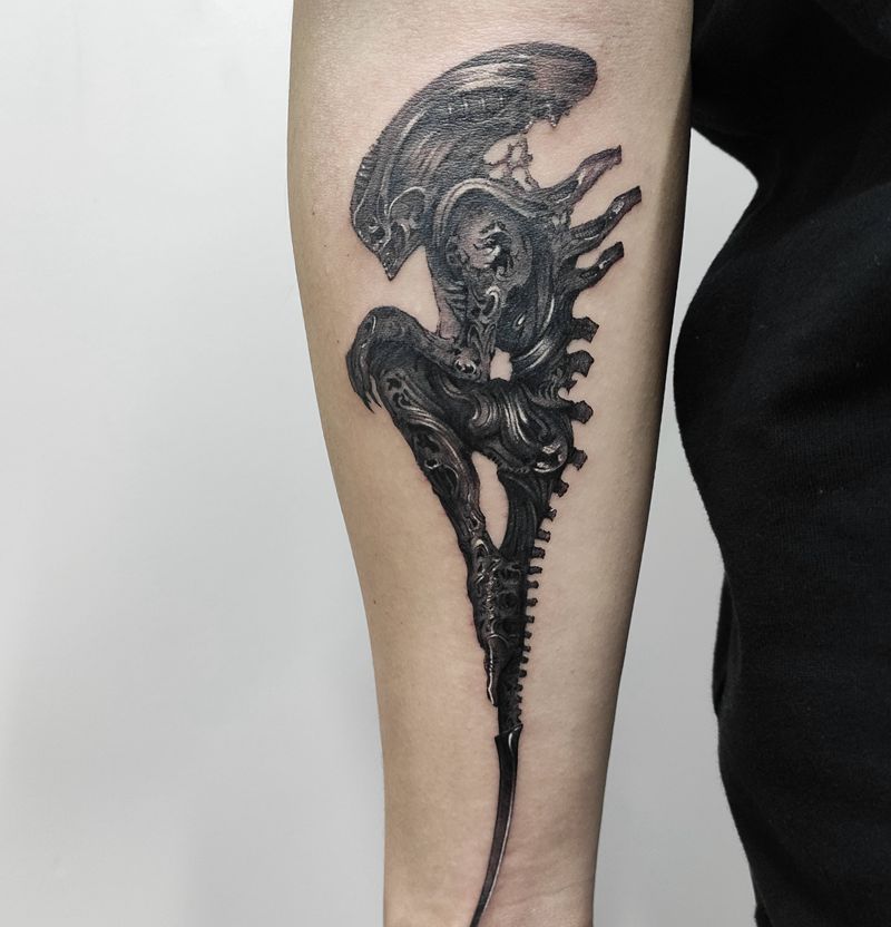 异形纹身图片_手臂纹身图案