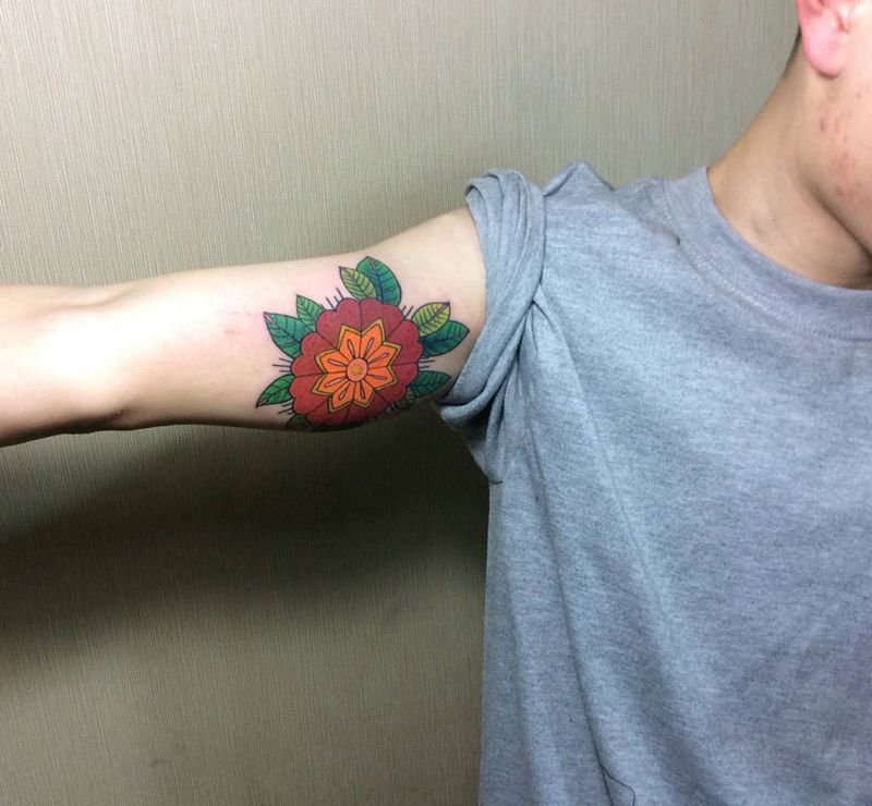 花纹身图片_成品手臂欧美纹身图案