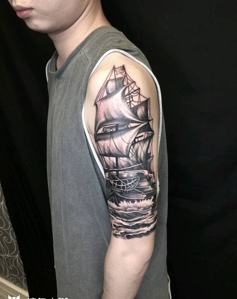 帆船纹身图片