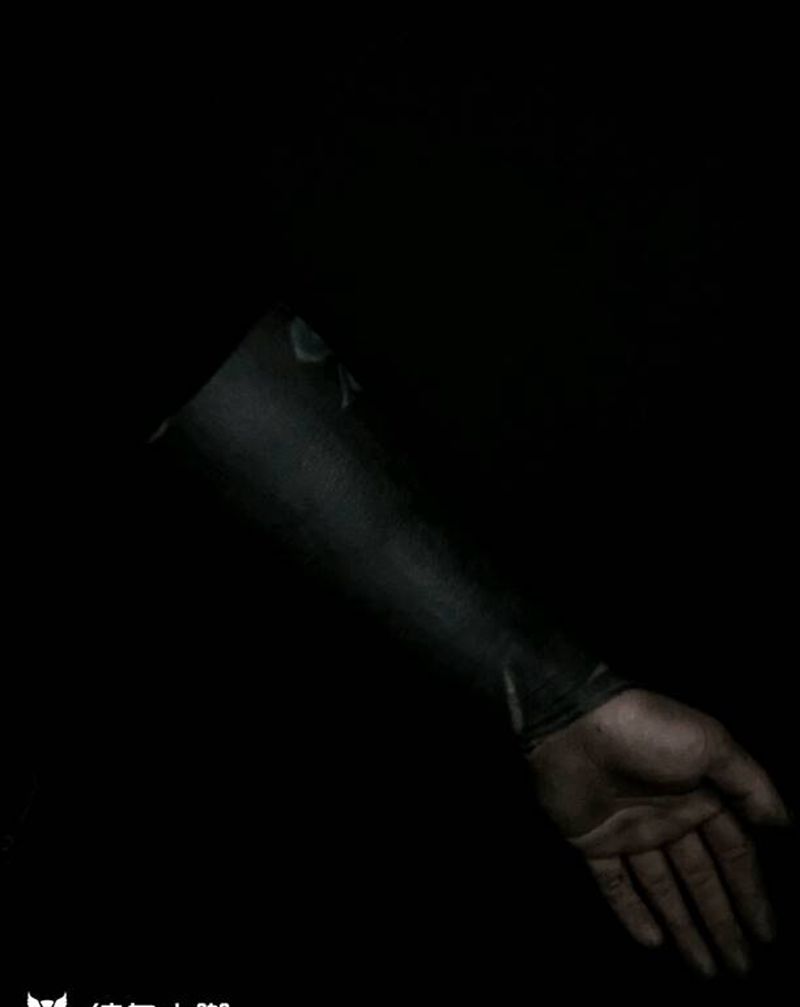 又是一根黑臂，与背景融为一体纹身图片