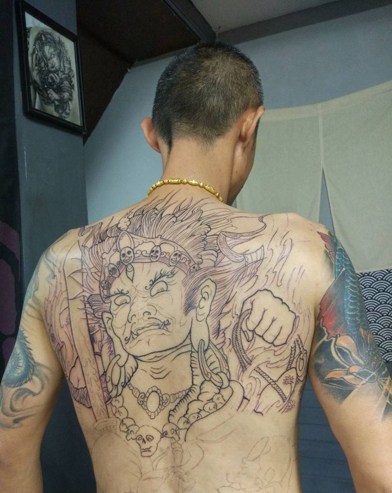 不动明王(未完成)纹身图片_新传统纹身图案