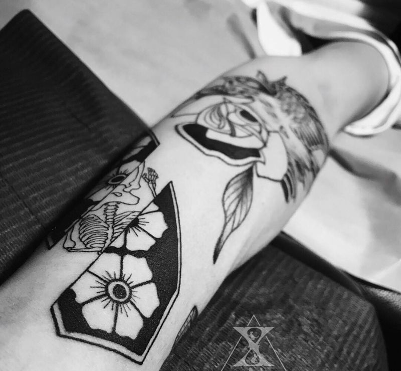 棺木➕ 鳥線圖上色纹身图片