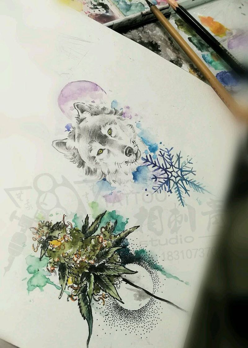 水彩风格 ｜原创手稿纹身图片
