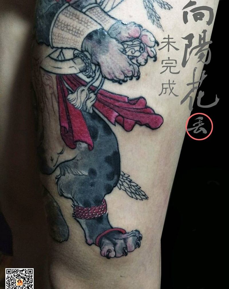 忍者纹身图片_腿部New School猫纹身图案