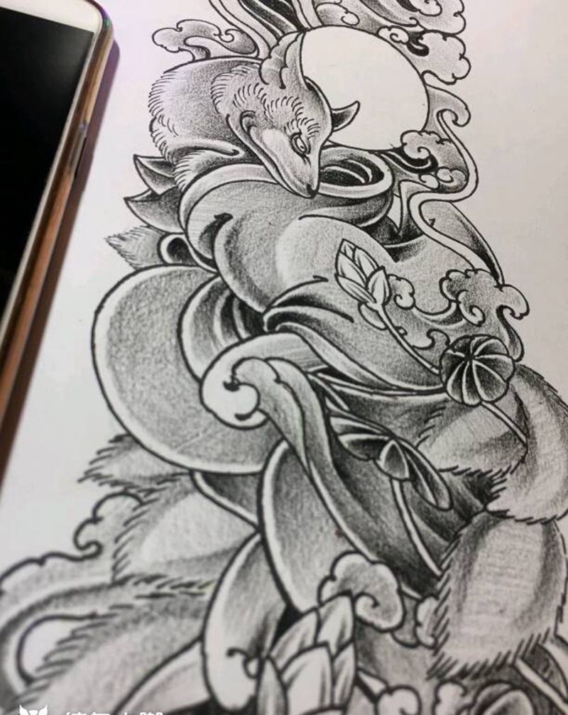 狐仙  花臂   可约纹身图片