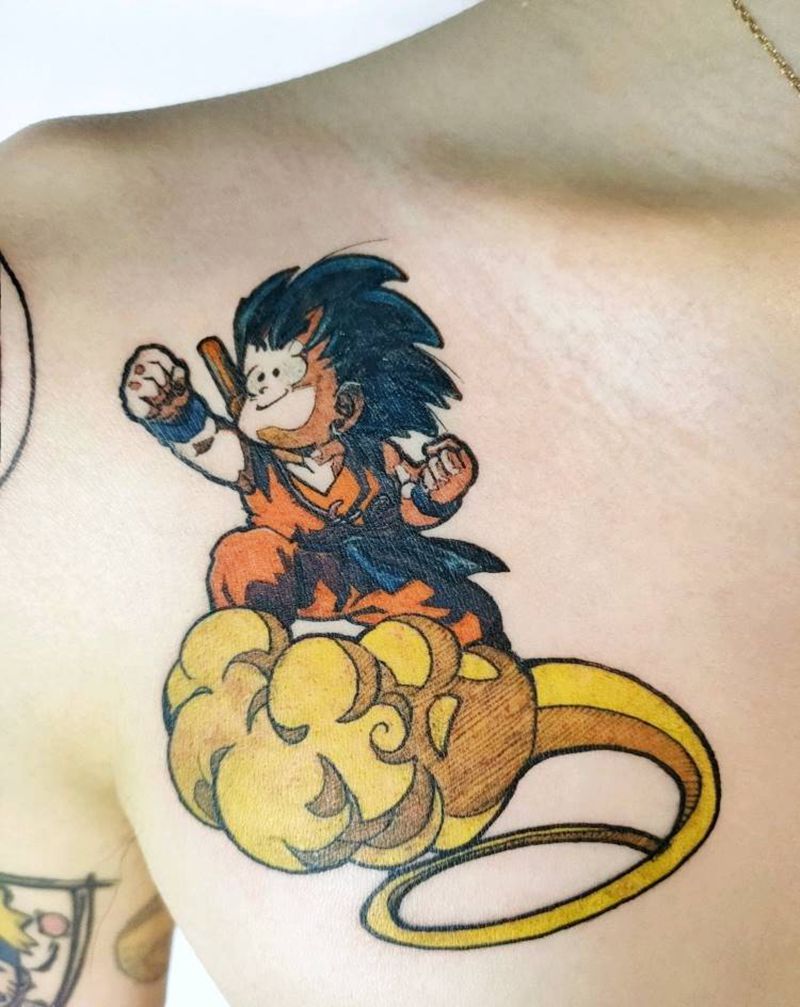 孙悟空纹身图片_肩部New School七龙珠孙悟空纹身图案