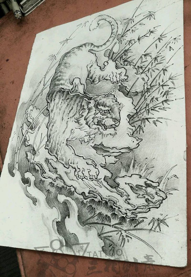 （手稿）社会虎纹身图片