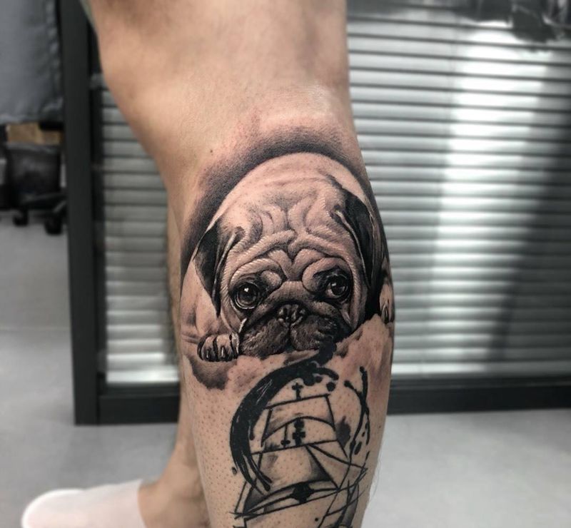 巴哥纹身图片_写实动物纹身图案