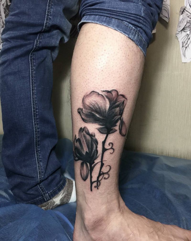 水墨小花纹身图片