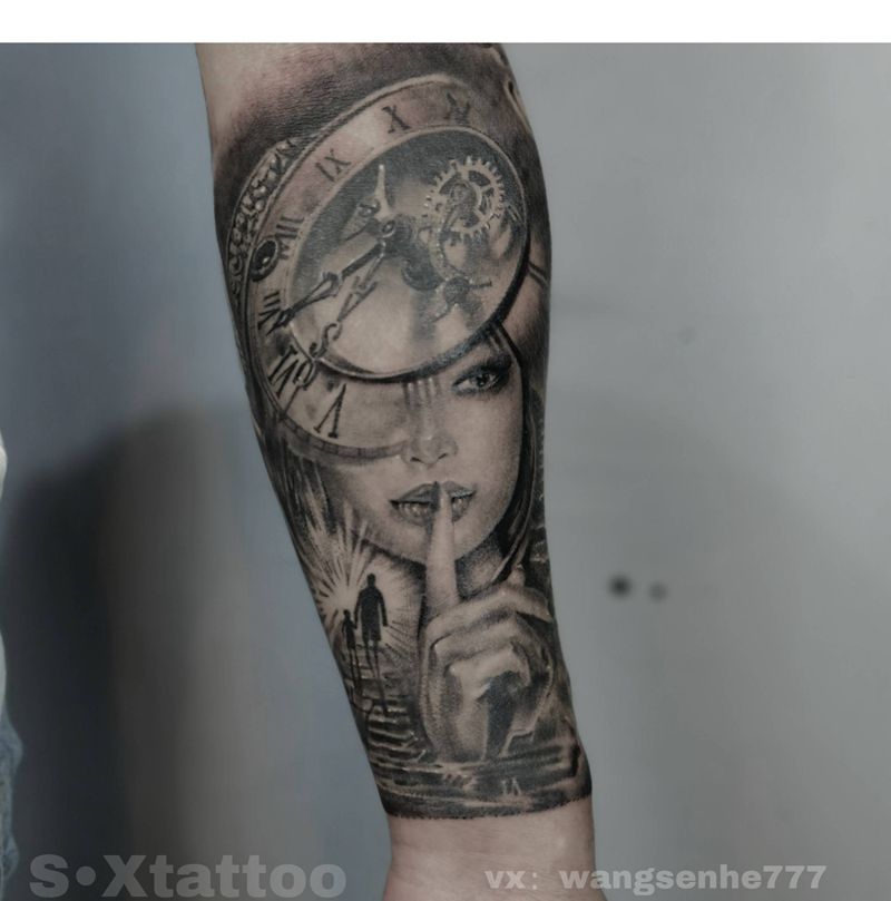 写实女郎 耗时10h纹身图片_欧美写实纹身图案
