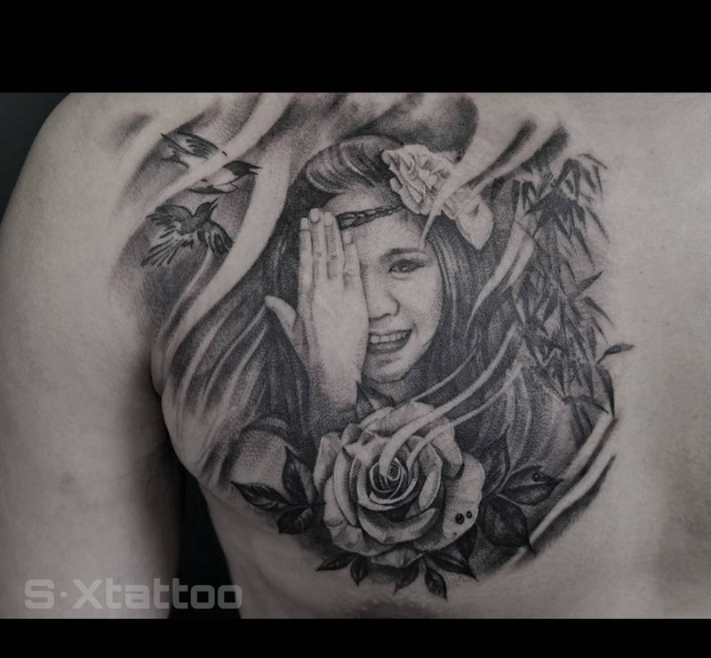 爱人肖像纹身图片_欧美写实纹身图案