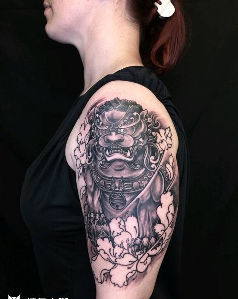 唐狮未完成纹身图片