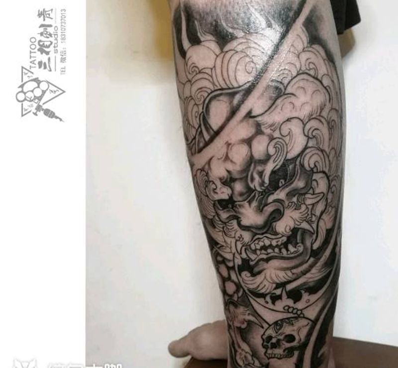 『唐狮子』未完纹身图片