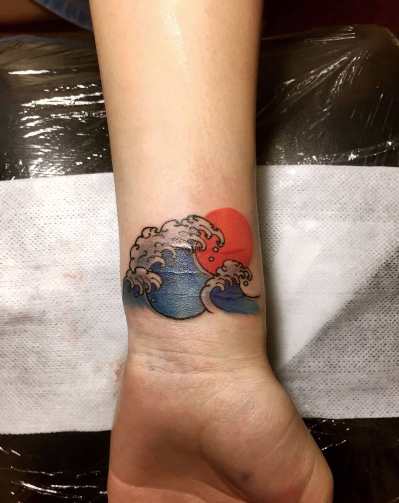 阿亮师傅作品：小水浪纹身图片