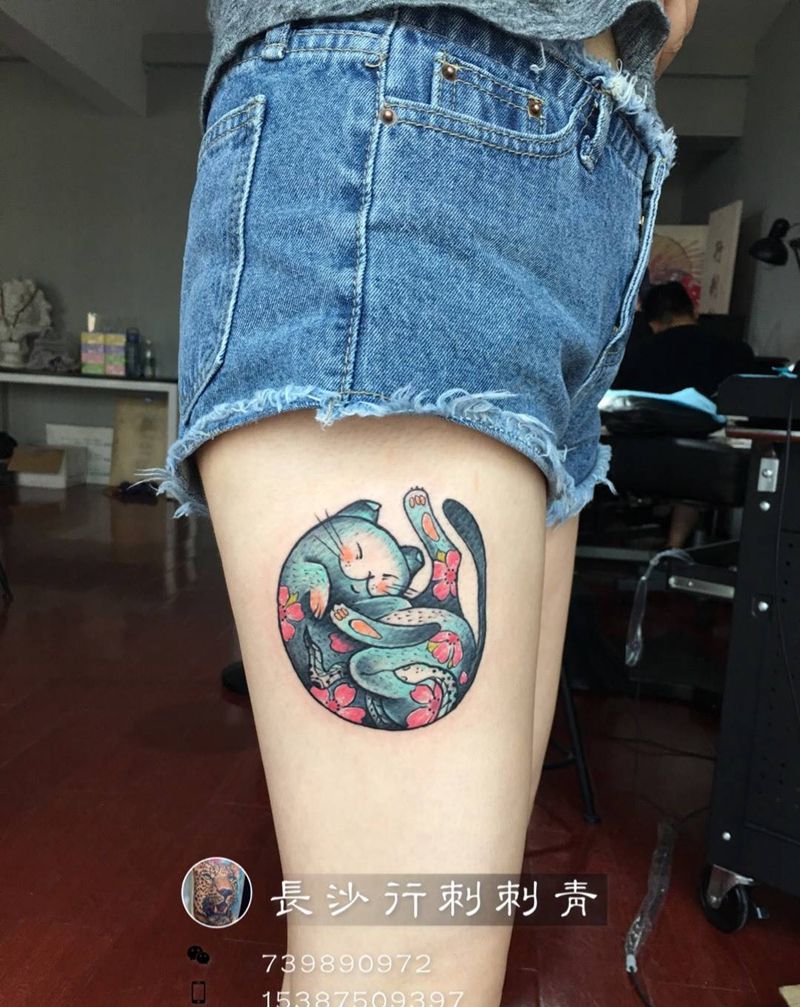 刺青猫纹身图片