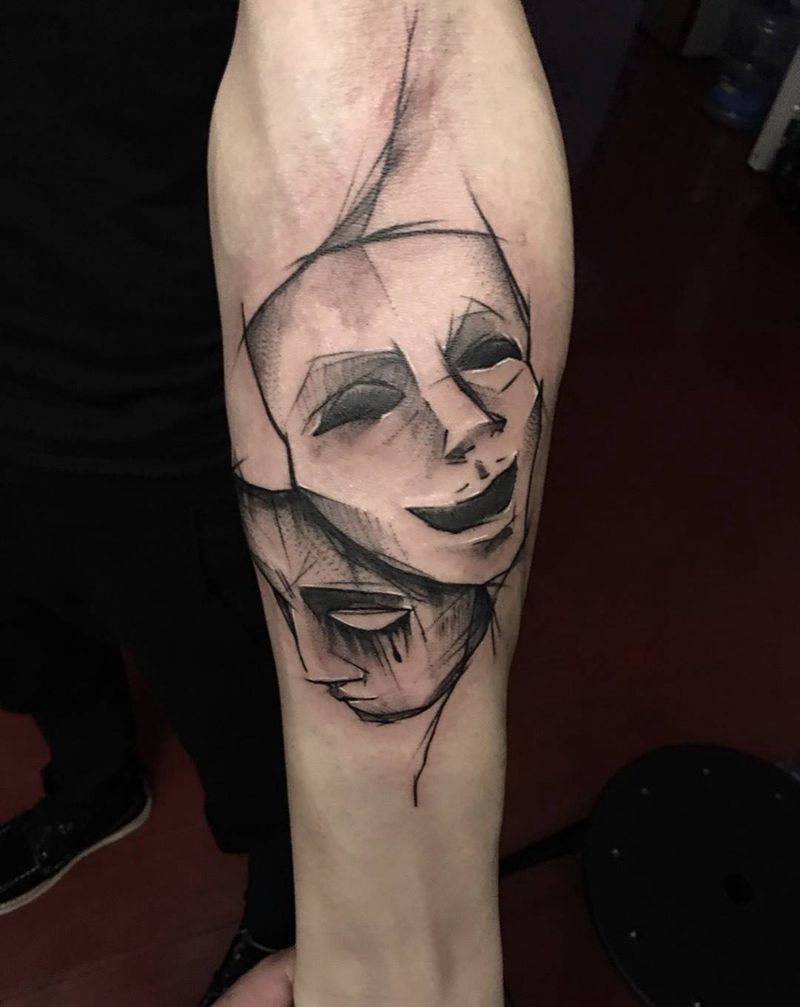 笑与哭纹身图片