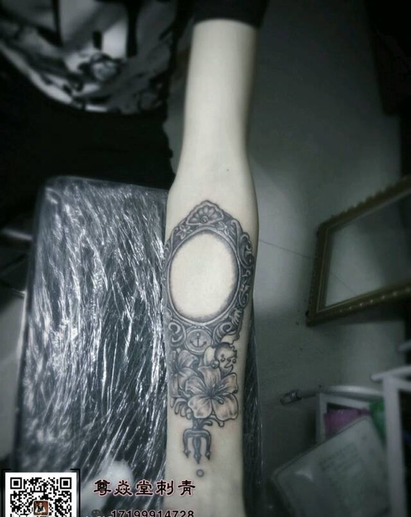 镜纹身图片_手臂欧美贴纸成品纹身图案